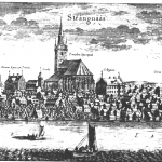 Strängnäs kolem roku 1700 (Erik Dahlberg, Svecia Antiqua et Hodierna, facsimile, 1983)